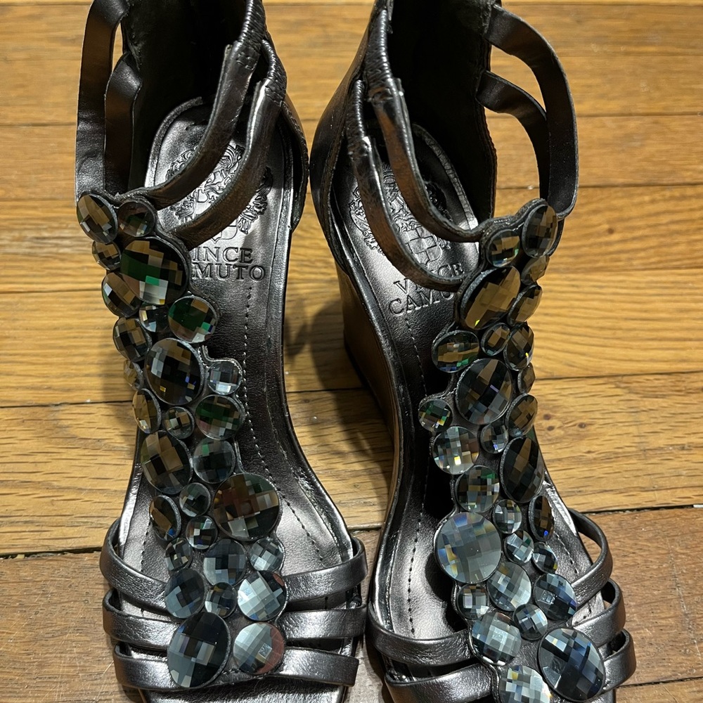Vince Camuto Metallic Embellished Heels